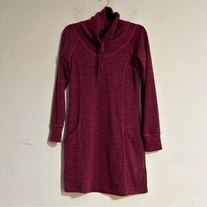 Kuhl Lea Knit Pullover Cowl Neck Mini Dress Burgundy Ganache Size Small